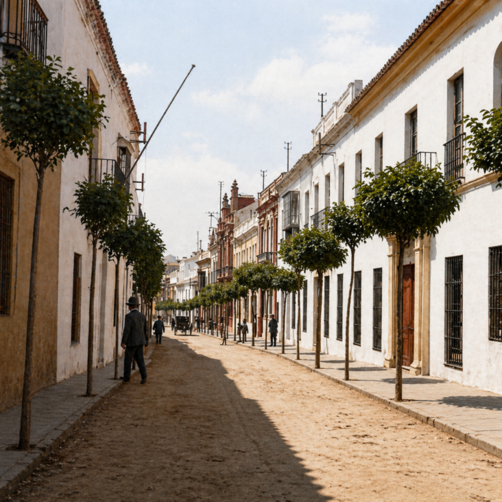 Recreación de la calle Puerto a finales del siglo XIX